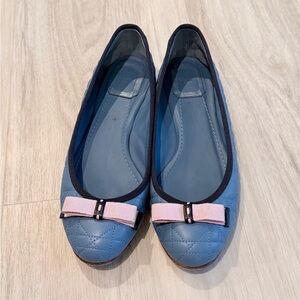 Christian Dior Lamp Skin Quilted Ballet Flats with Pink Bow
